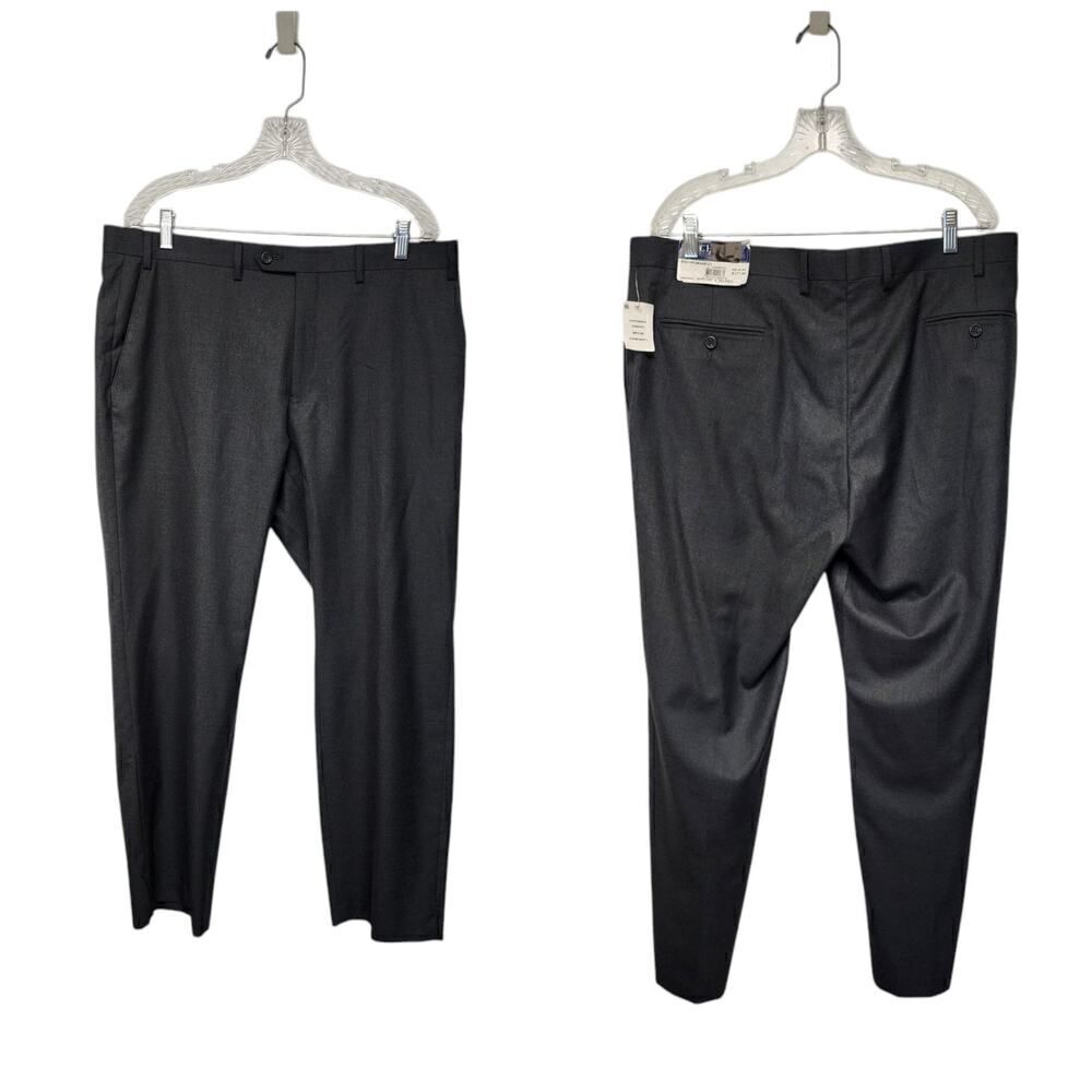 Chaps Mens Straight Leg Flat Front Dess Pants Charcoal Gray Size 38X30 NWT